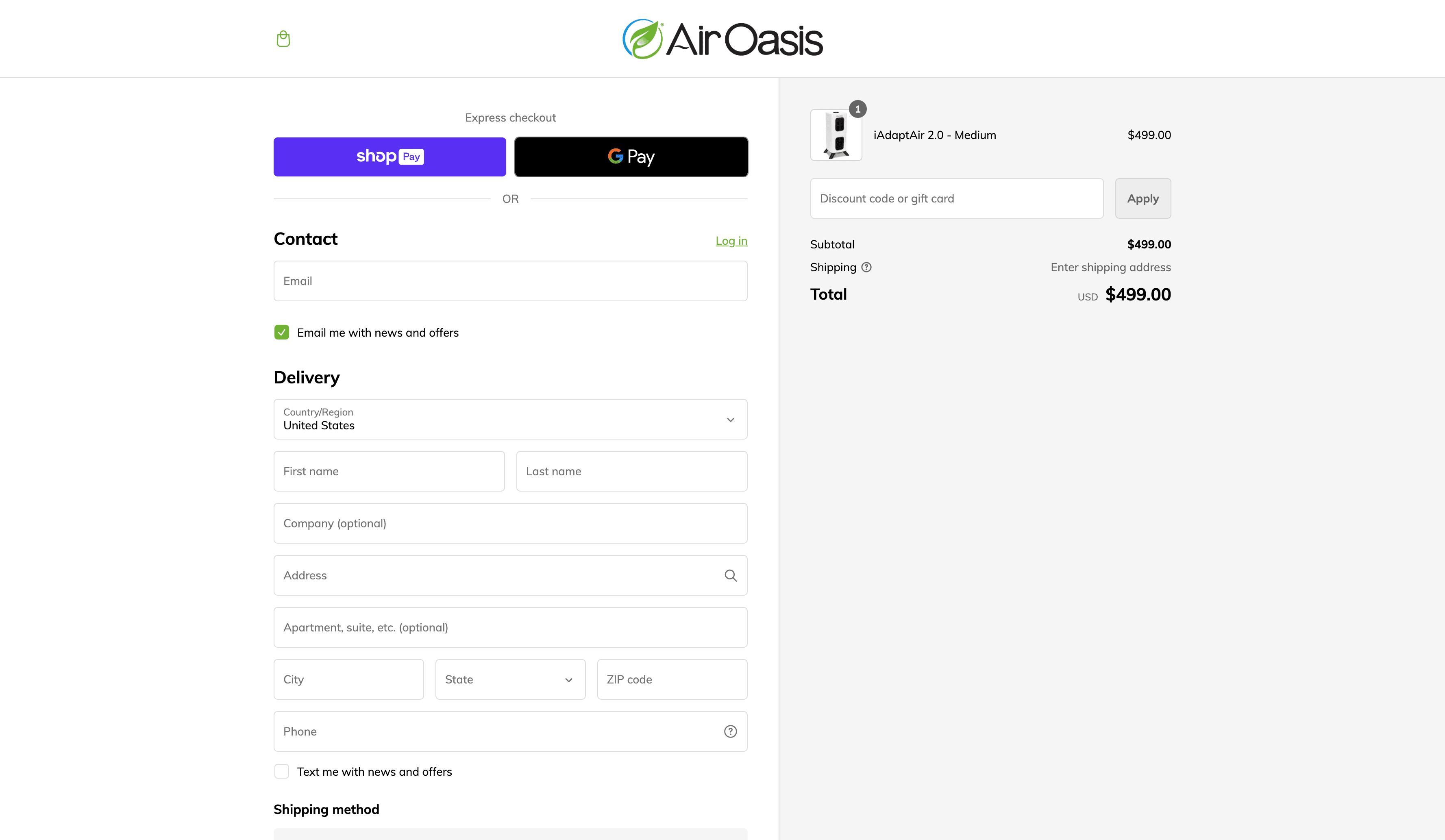 How to apply Air Oasis coupon code